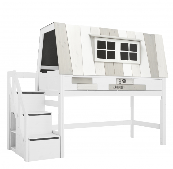 Abenteuerbett My Hangout als halhohes Bett in weiß